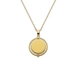Gold Plated Sterling Silver Round Spinner Pendant with Chain