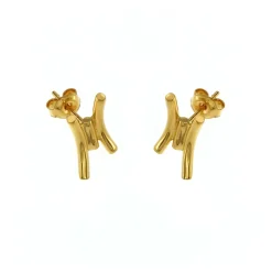 Gold Plated Sterling Silver Whiskers Stud Earrings