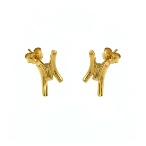 Gold Plated Sterling Silver Whiskers Stud Earrings