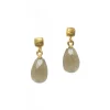 Gold Plated Sterling Silver Pear Labradorite Cube Earrings