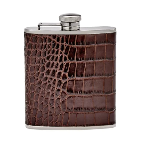 Graphic Image – Brown Leather Wrapped Flask 6oz