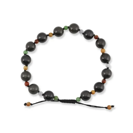 Gray Jade and Rainbow Bead Bracelet