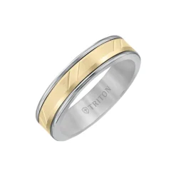 Gray Tungsten and 14K Yellow Gold Band
