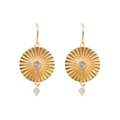 24K Gold Plated Sterling Silver Sunray Labradorite Earrings