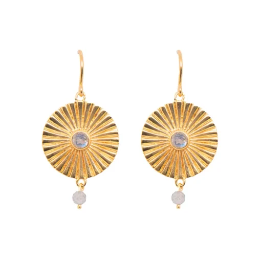 24K Gold Plated Sterling Silver Sunray Labradorite Earrings