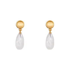 24K Gold Plated Sterling Silver Moonstone Drop Earrings