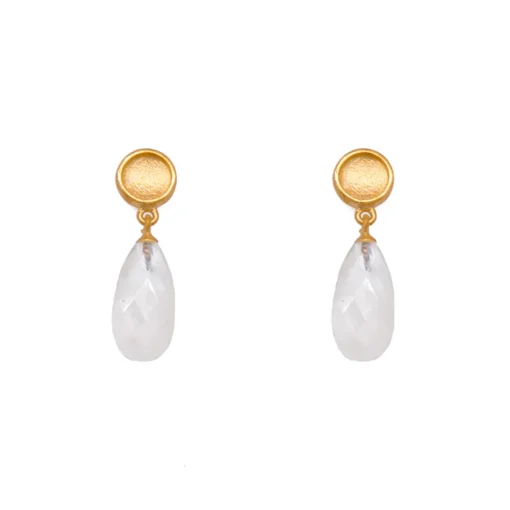 24K Gold Plated Sterling Silver Moonstone Drop Earrings