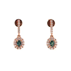 18K Rose Gold Alexandrite and Diamond Earrings
