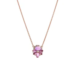 14K Rose Gold Amethyst and Diamond Flower Necklace