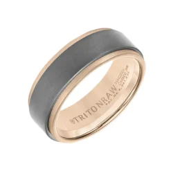 18K Rose Gold and Tungsten 8mm Wedding Band