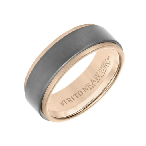 18K Rose Gold and Tungsten 8mm Wedding Band