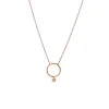 14K Rose Gold Circle Station Necklace with Diamond Dangle