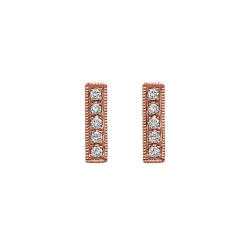 14K Rose Gold Diamond Bar Earrings