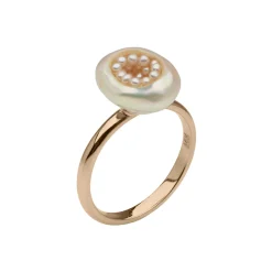 14K Rose Gold Freshwater Pearl and Pink Seed Pearl Ring