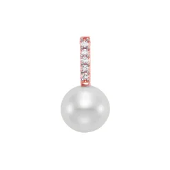 14K Rose Gold Freshwater Pearl and Diamond Pendant