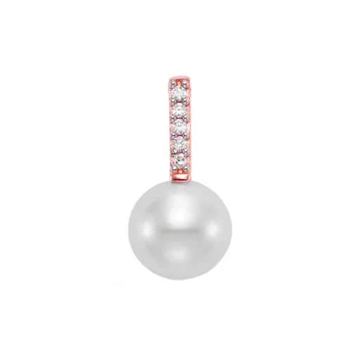 14K Rose Gold Freshwater Pearl and Diamond Pendant