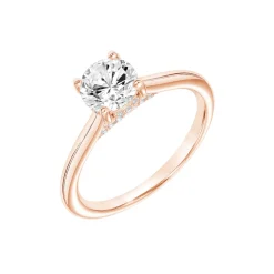14K Rose Gold Hidden Halo Engagement Ring Semi-Mounting