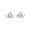14K Rose Gold Marquise Opal and Diamond Earrings