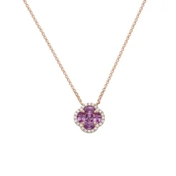 14K Rose Gold Pink Sapphire and Diamond Necklace