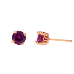 14K Rose Gold Purple Garnet Stud Earrings