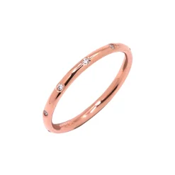 14K Rose Gold Scattered Diamond Wedding Band