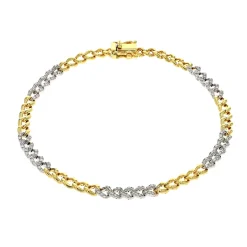 18K Two Toned Diamond Link Bracelet
