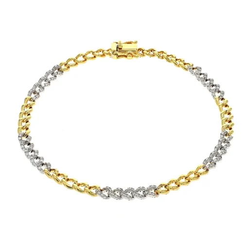 18K Two Toned Diamond Link Bracelet