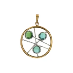 14K Two-Tone Cabochon Tourmaline Pendant