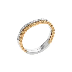 14K Two-Tone Diamond Double Contour Wedding Band