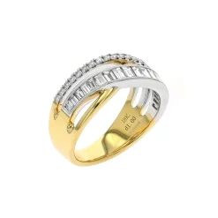 18K Two-Tone Diamond Fashion Crossover Band