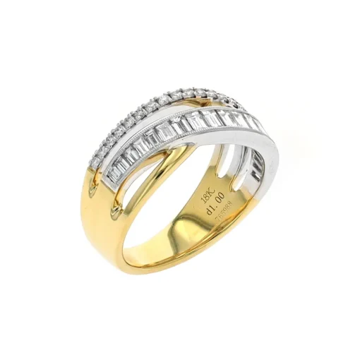 18K Two-Tone Diamond Fashion Crossover Band