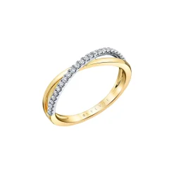 14K Two-Tone Diamond X Wedding Band