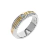 14K Two-Tone Light Green Diamond Wedding Band