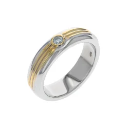 14K Two-Tone Light Green Diamond Wedding Band