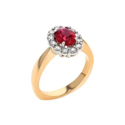 14K Two-Tone Oval Ruby and Diamond Ring