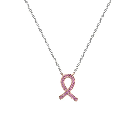 14K Two-Tone Pink Sapphire Ribbon Necklace