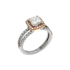 18K Two-Tone Princess-Cut Diamond Engagement Ring