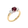 14K Two-Tone Three-Stone Ruby and Diamond Ring