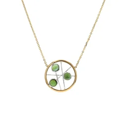 14K Two-Tone Tourmaline Cabochon Necklace