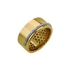 18K Two-Tone Wide Diamond Line Ring