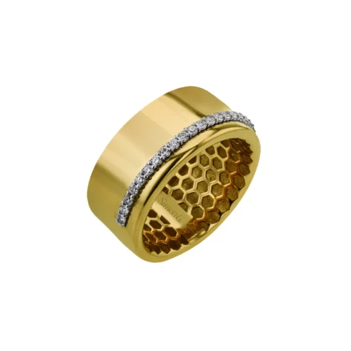 18K Two-Tone Wide Diamond Line Ring
