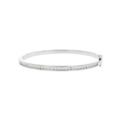 14K White Gold 1.68 Carat Diamond Bangle Bracelet