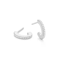 14K White Gold 0.24 Carat Diamond Hoop Earrings