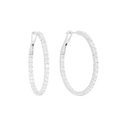 14K White Gold 2.47 Carat Diamond Hoop Earrings