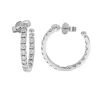 14K White Gold 1.30 Carat Diamond Hoop Earrings