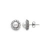 18K White Gold 7.5 mm Cultured Pearl and Diamond Halo Earrings