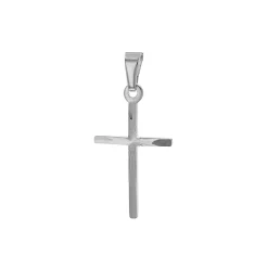 14K White Gold 18 x 12 mm Diamond-Cut Cross Pendant