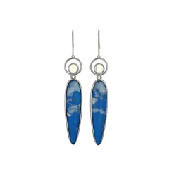 14K White Gold Agate and Moonstone Earrings