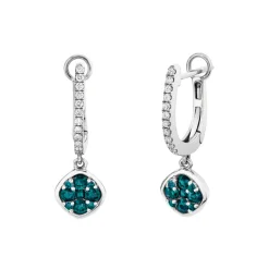 14K White Gold Alexandrite and Diamond Huggie Earrings