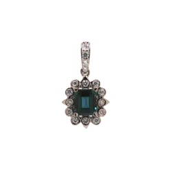 18K White Gold Alexandrite and Diamond Pendant